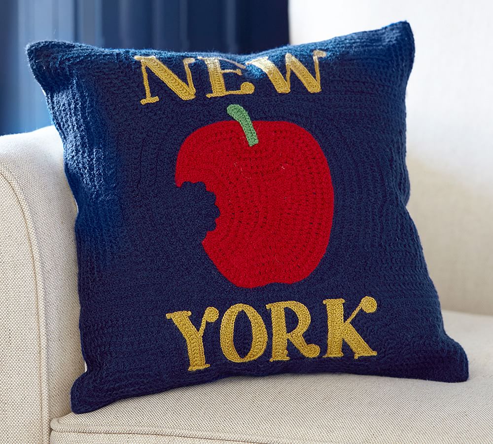 New York City Crewel Embroidered Decorative Pillow Pottery Barn