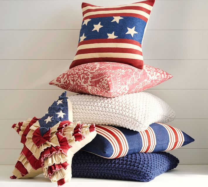 Bless international USA Flag Design Patriotic Throw Pillow Cushion Cover  18X18