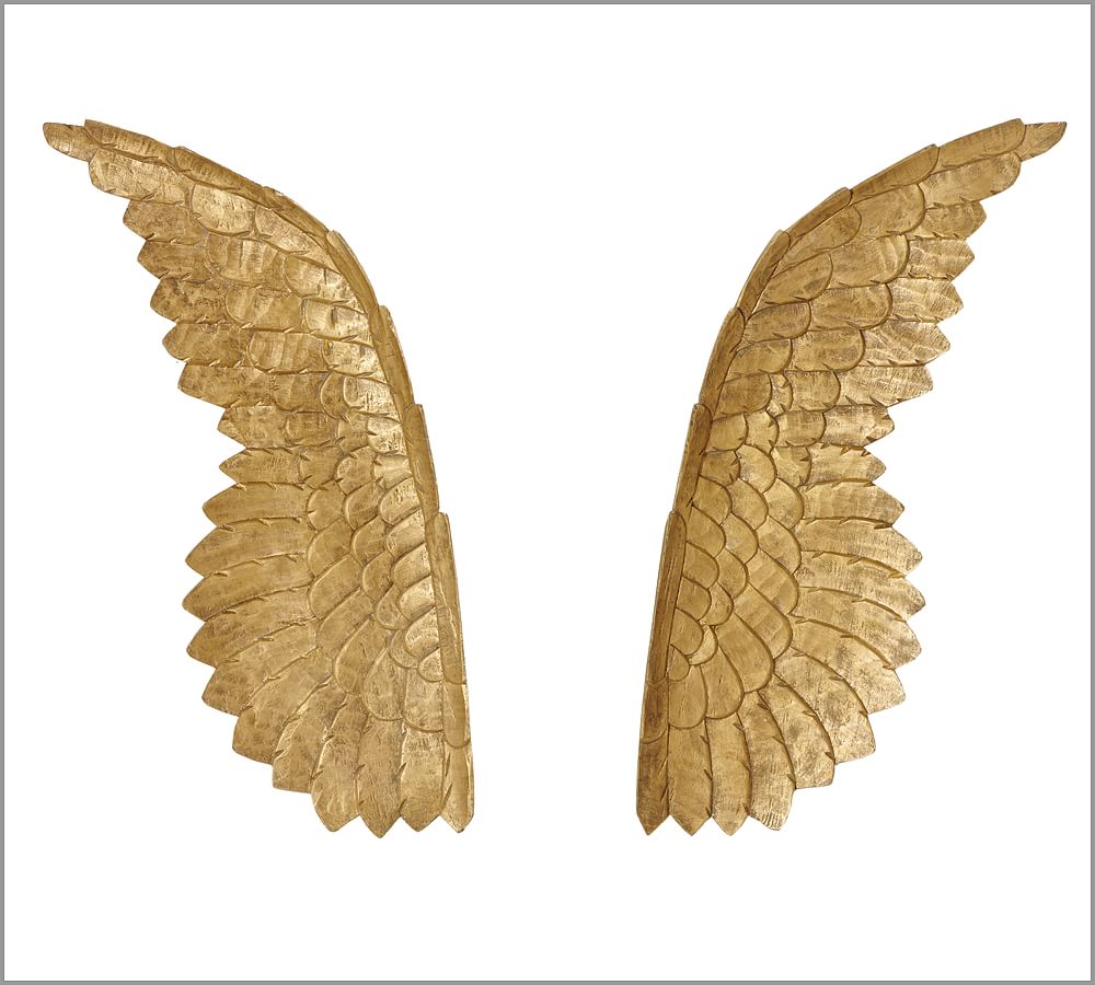 DecMode Gold Wood Carved Angel Wings Bird Wall Decor with Gold Accents (2  Count)