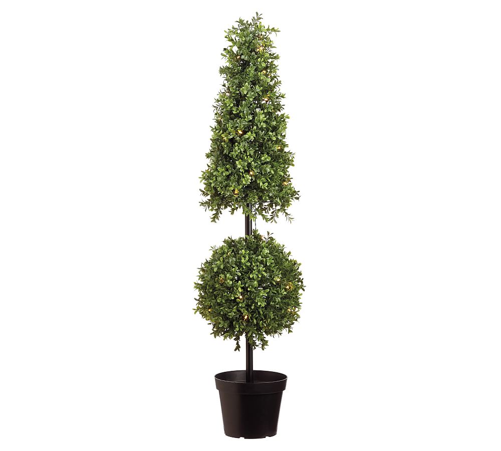 Faux Boxwood Cone Topiary Tree with LED Lights