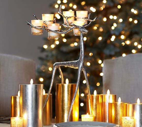 Sculpted Reindeer Votive Holder Candle Holder Pottery Barn