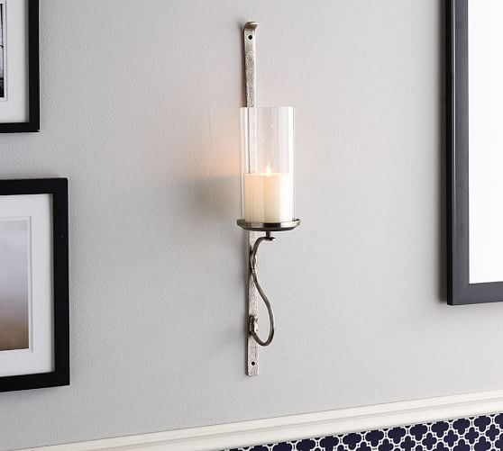 Artisanal WallMount Candle Holder Silver Pottery Barn