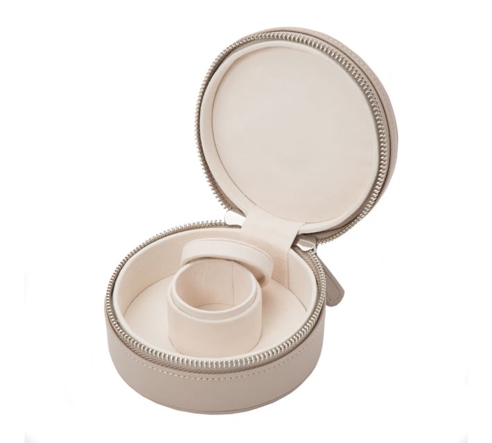 Karcher Circle Shaped Mini Jewelry Box Pu Leather Simple Jewelry