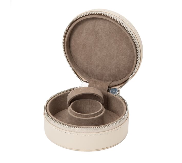 Karcher Circle Shaped Mini Jewelry Box Pu Leather Simple Jewelry