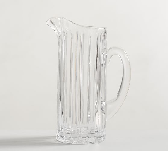 Etched Gold Rim Handcrafted Cocktail Pitcher with Stirrer