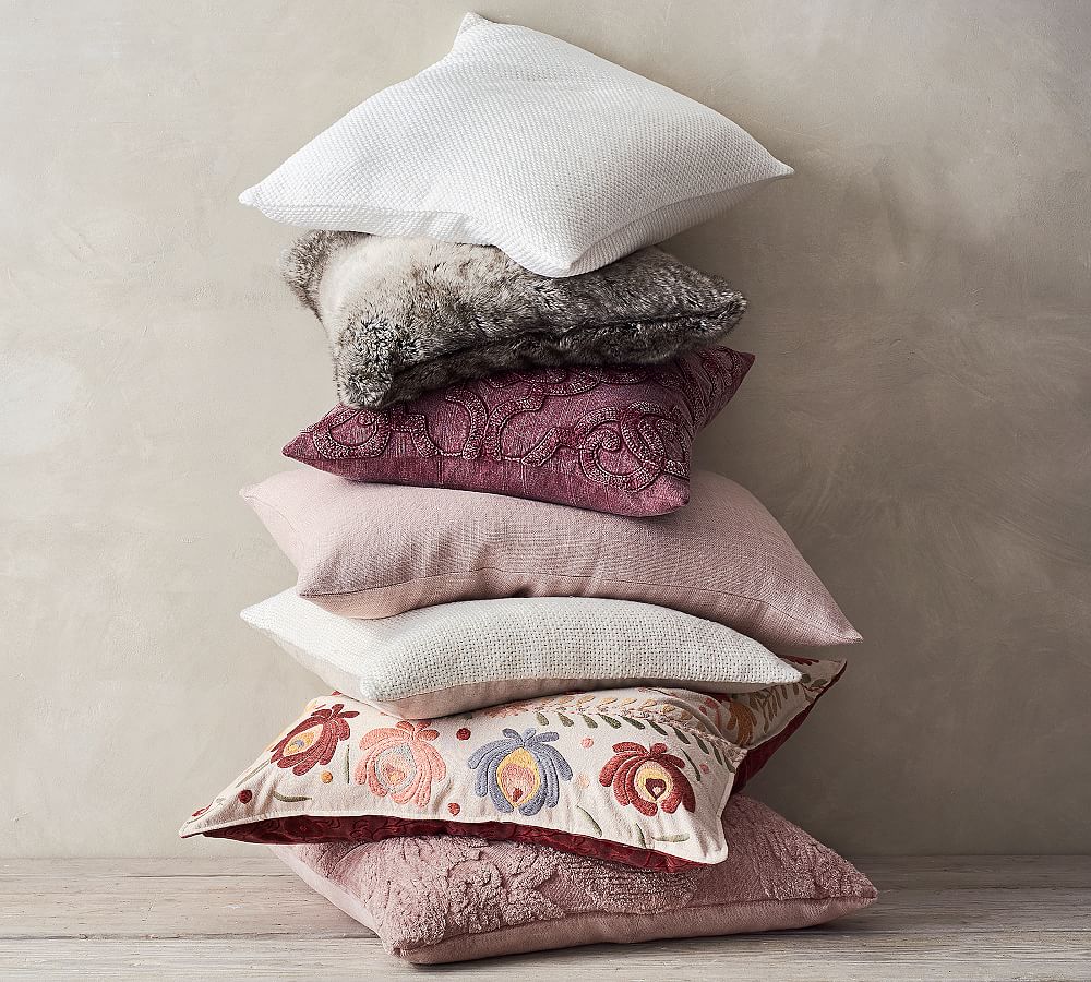 Drew Embroidered Pillow Cover Fig Pottery Barn