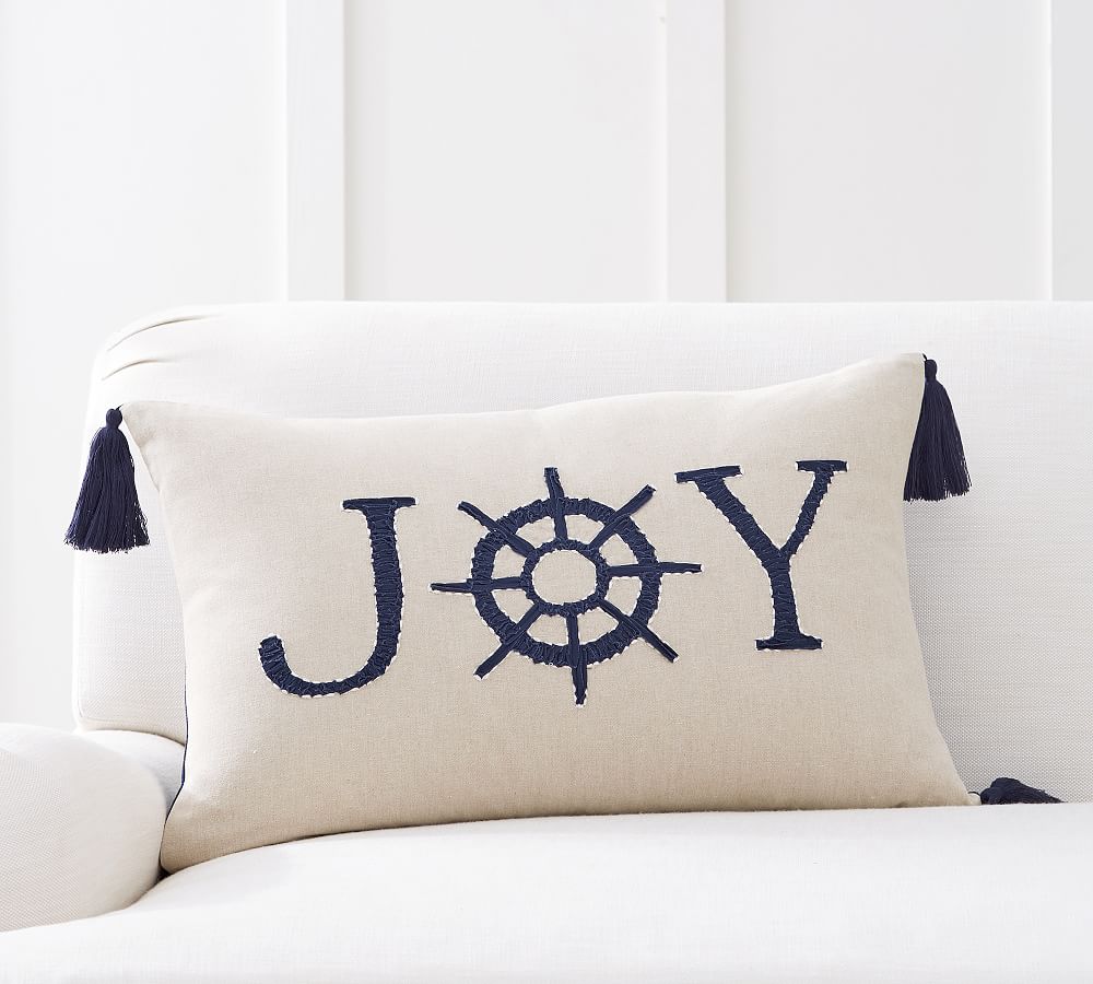 Nautical Joy Embroidered Lumbar Decorative Pillow Cover Pottery Barn