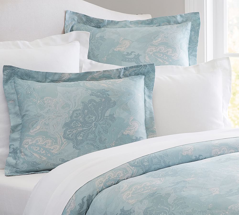 Willow Paisley Sateen Patterned Duvet Cover & Sham Pottery Barn