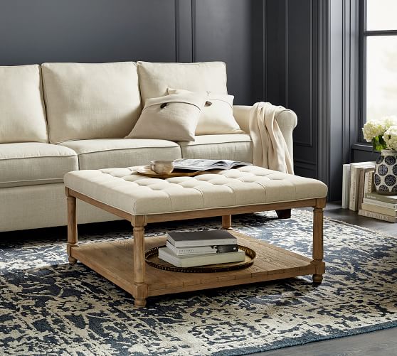 Berlin Square Upholstered Ottoman | Pottery Barn