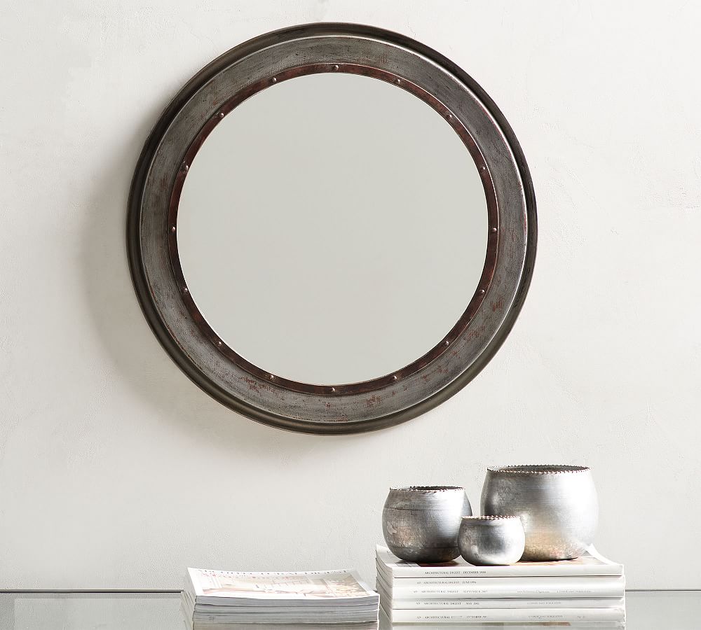 Stowe Galvanized Round Mirror Pottery Barn