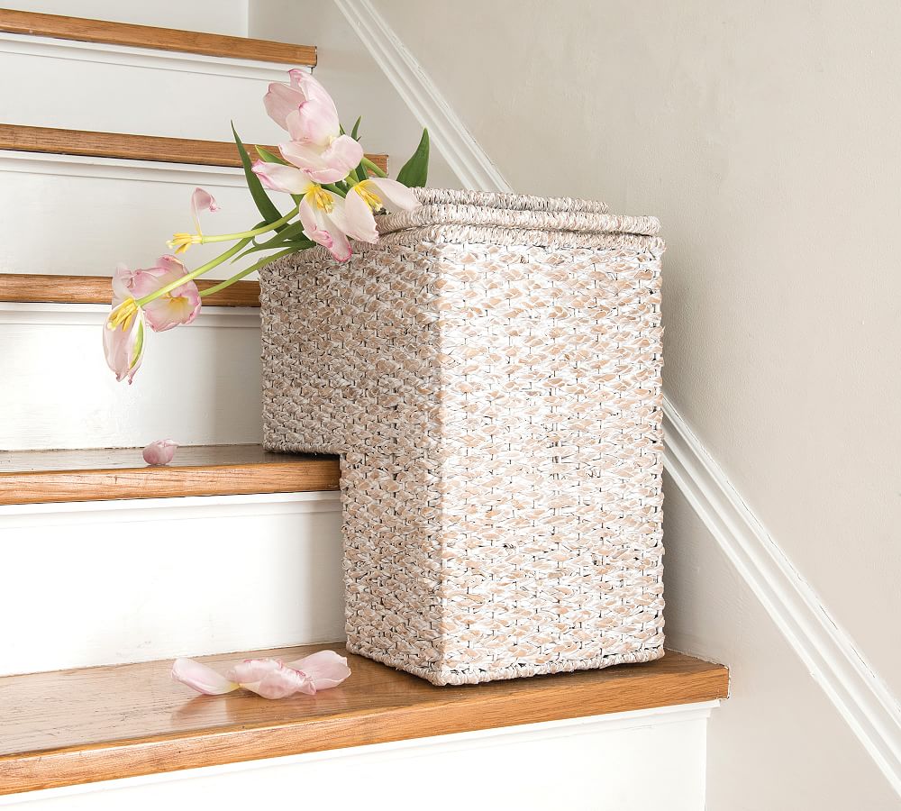 Delilah White Stair Basket With Handles Pottery Barn