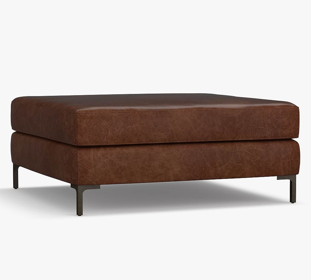 Jake Leather Modular Sectional Ottoman Pottery Barn