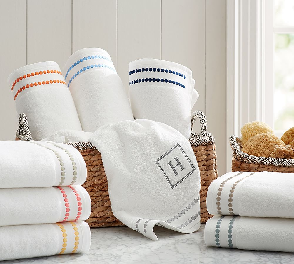 Pearl Embroidered 700-Gram Weight Bath Towel | Pottery Barn