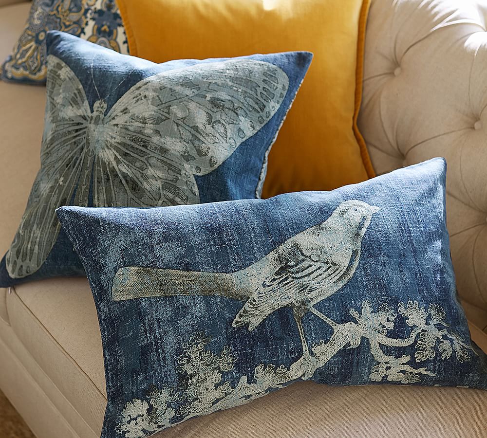 Batik Bird Printed Lumbar Decorative Pillow Cover Pottery Barn
