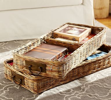 Caden Square Ottoman Divided Storage Basket | Pottery Barn