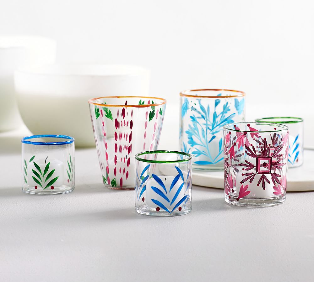 Painted Glass Votive Holders Set of 6 Pottery Barn