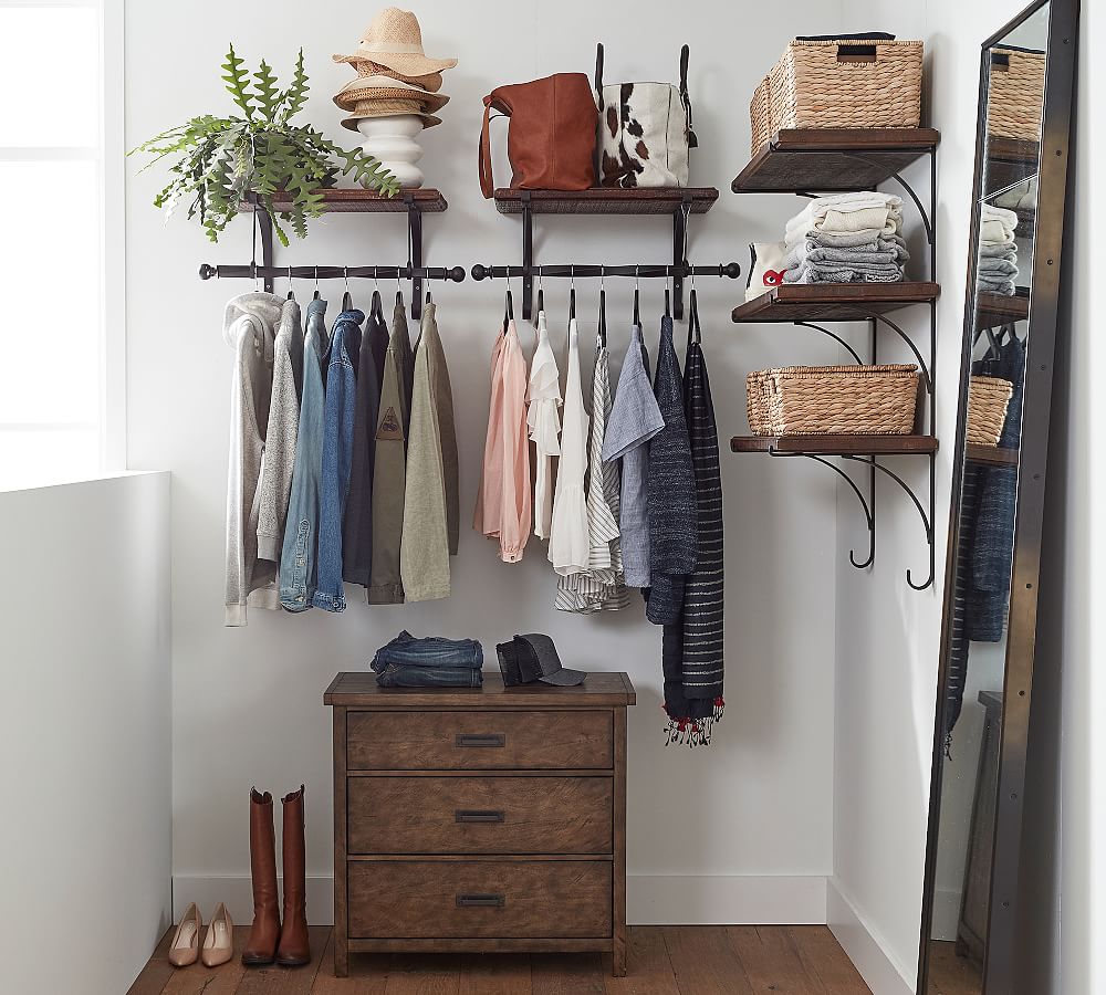 Pottery Barn New York City Closet Corner Shelf in Rustic Mahogany