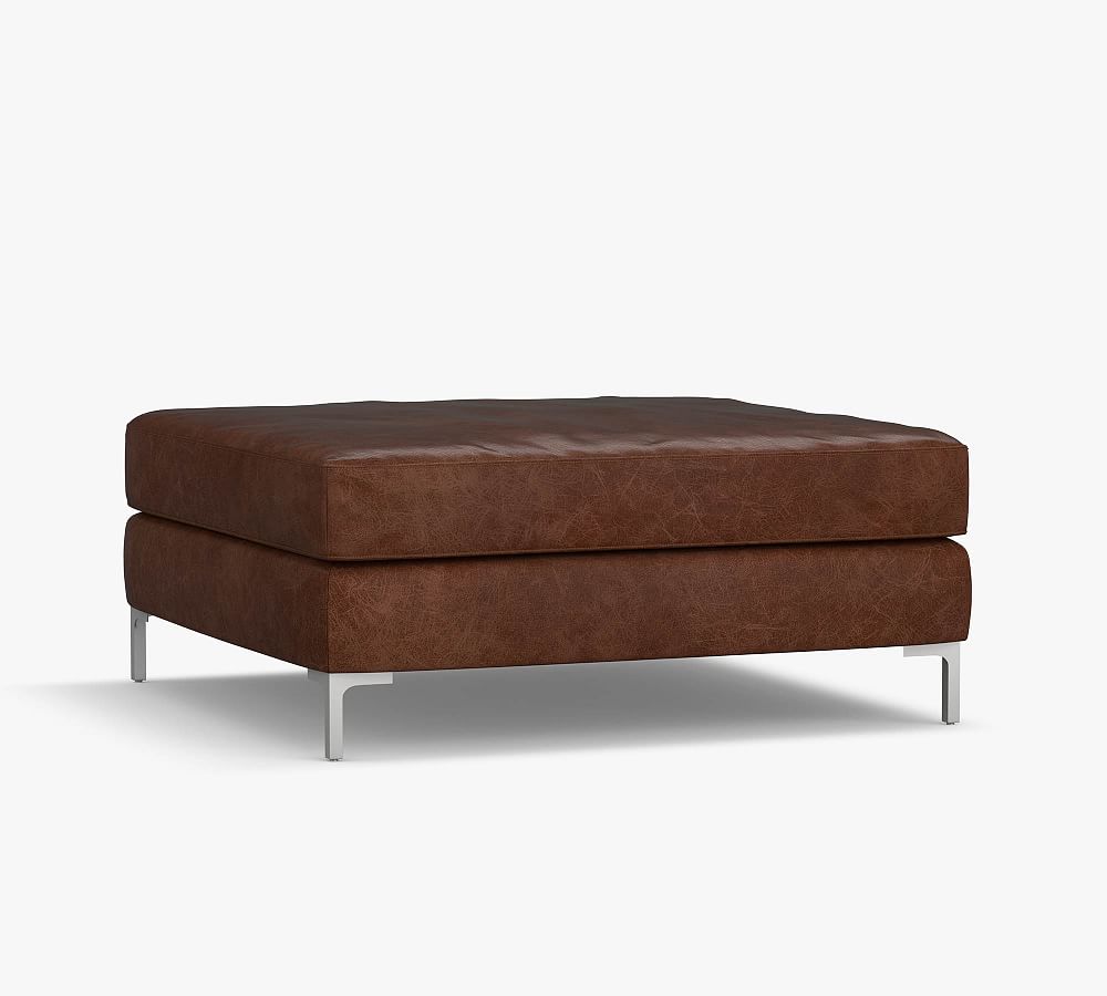 Jake Leather Modular Sectional Ottoman Pottery Barn