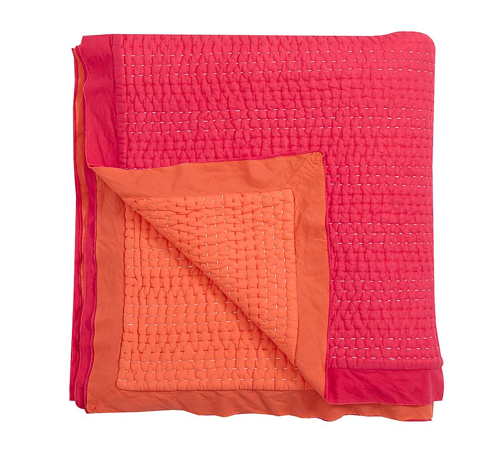 Solid Reversible Kantha Quilt & Shams Pottery Barn