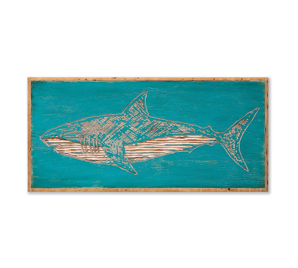 Shark Carved Wood Wall Art Coastal Wall Art Pottery Barn