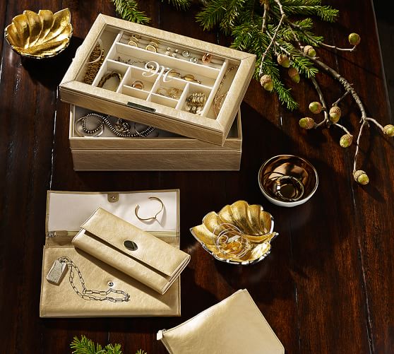 McKenna Leather Stacking Clear Top Jewelry Box Pottery Barn