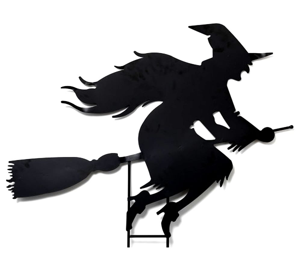 Witch Riding Broom Yard Stake | Pottery Barn