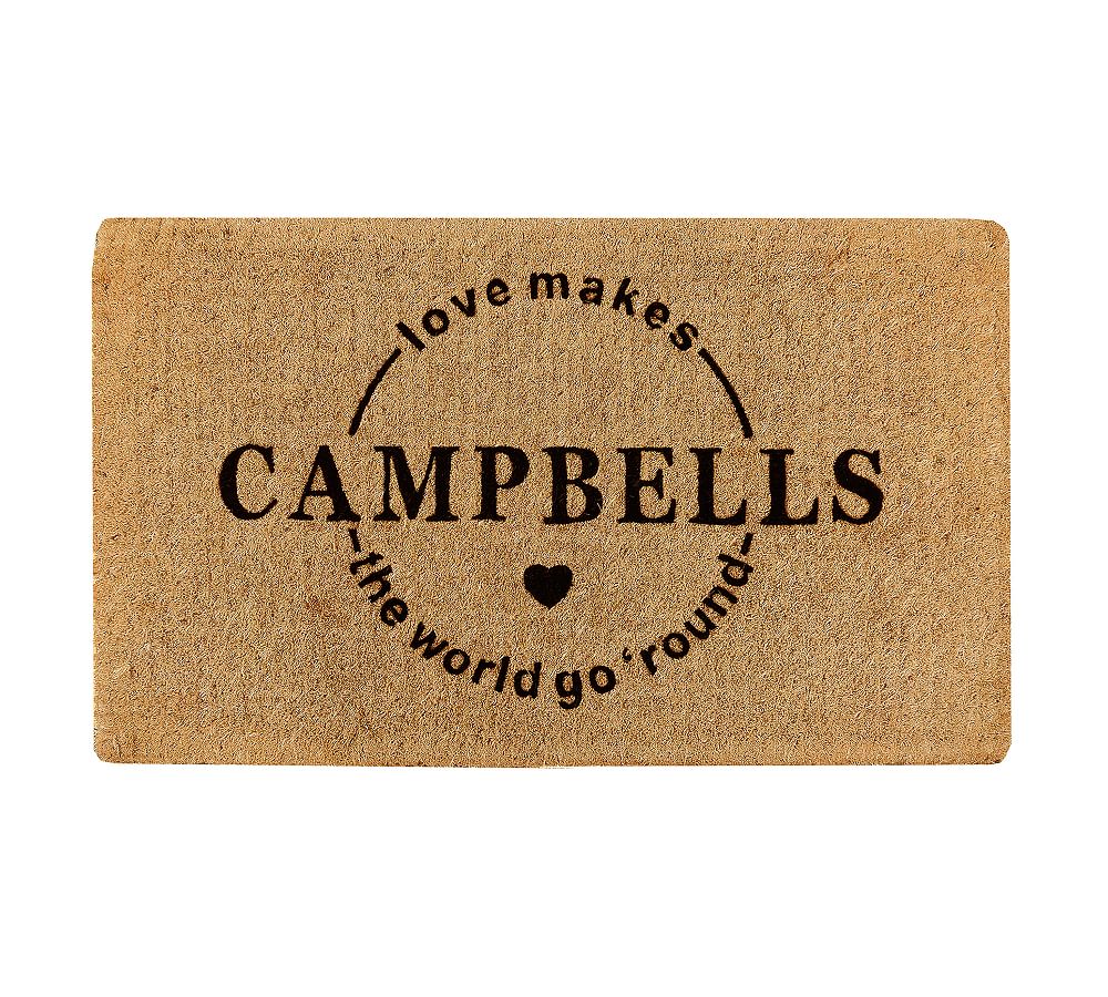 Love Makes The World Go Round Personalized Doormat