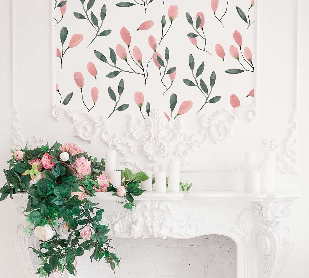 Soft Blush Florals Removable Wall Decal Pottery Barn