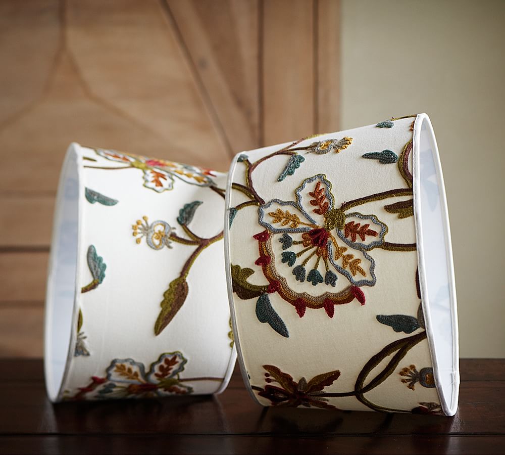 Crewel Embroidered Tapered Drum Lamp Shade Pottery Barn