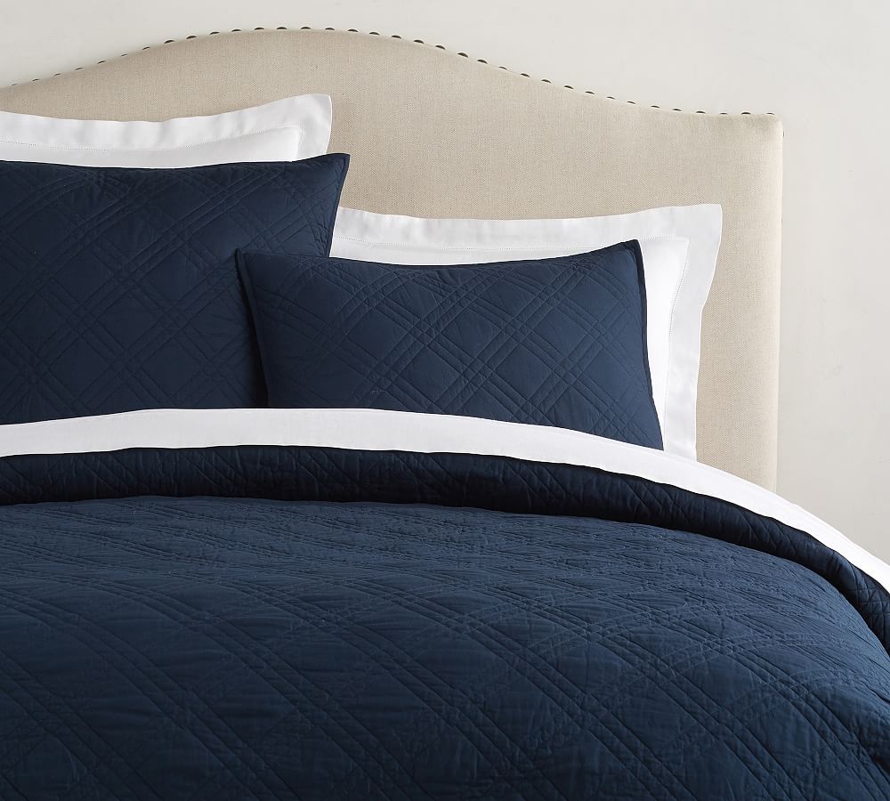 Essential Diamond Cotton Quilt & Sham | Pottery Barn