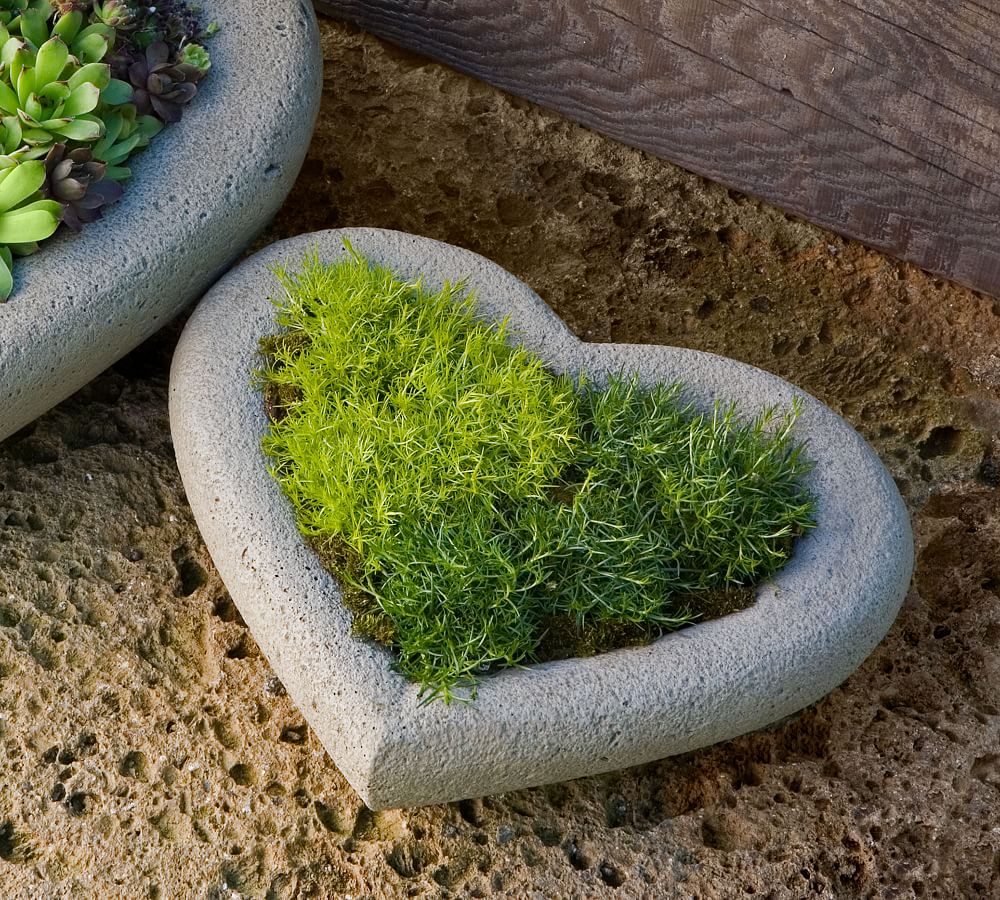 Heart-Shaped Reclaimed Stone Flower Pots (Set of 3) - Lovely Plants