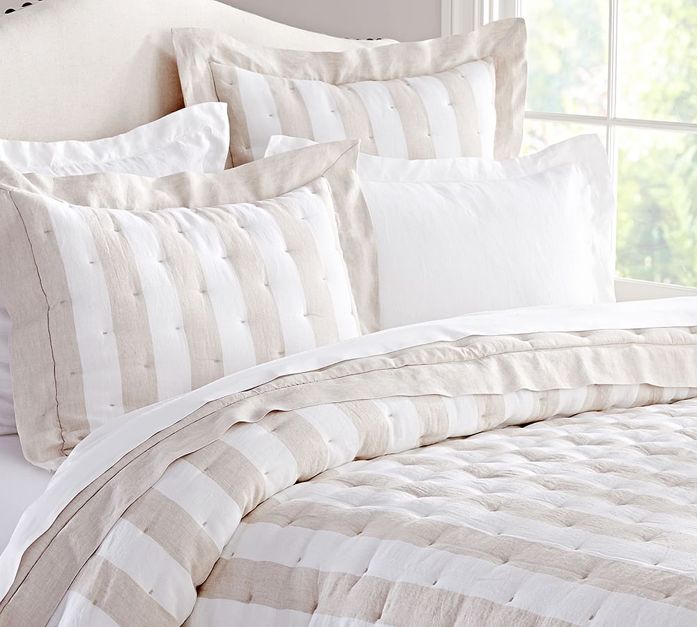 Striped Linen Quilt & Shams Pottery Barn
