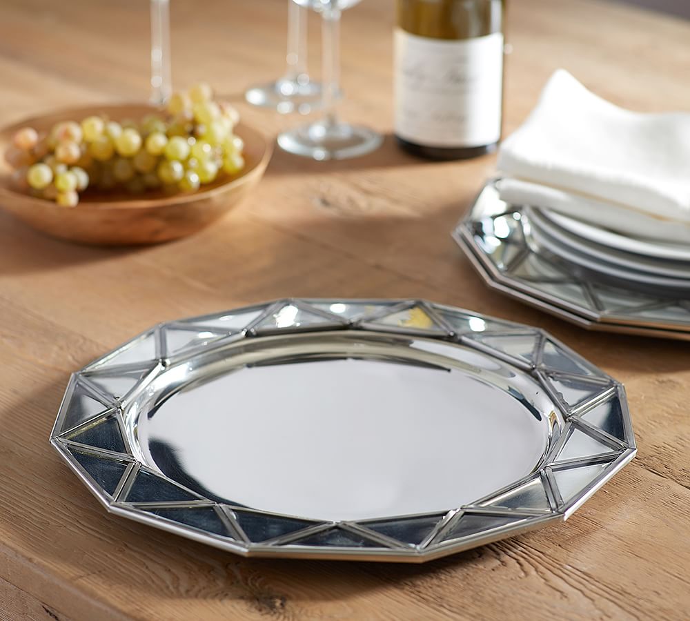 Mirror Faceted Charger Plates Pottery Barn