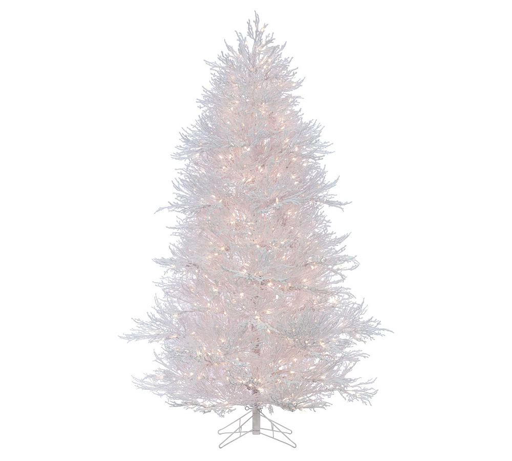 Lit Flocked White Twig Faux Christmas Tree - 7 Ft. | Pottery Barn