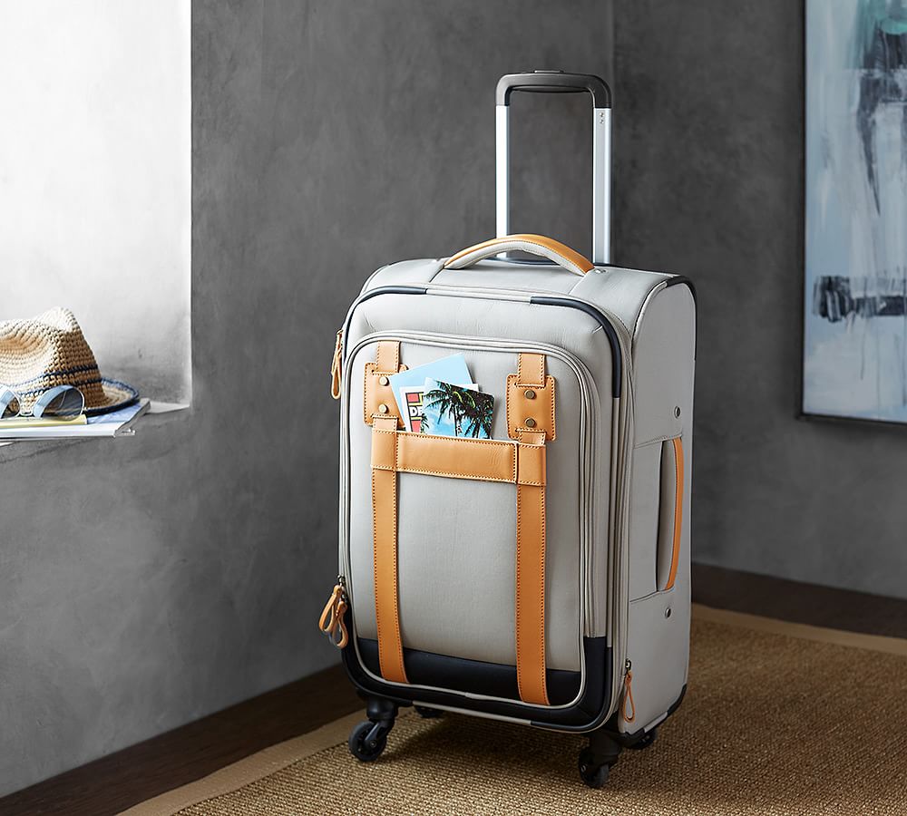 Pottery Barn Rive Wheeled Luggage - Taupe/Cognac