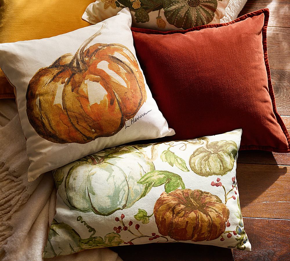 Painted Pumpkin Pillow for fall : Pottery Barn Inspired