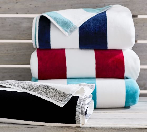 Reversible Awning Striped Beach Towel Black/Gray Pottery Barn