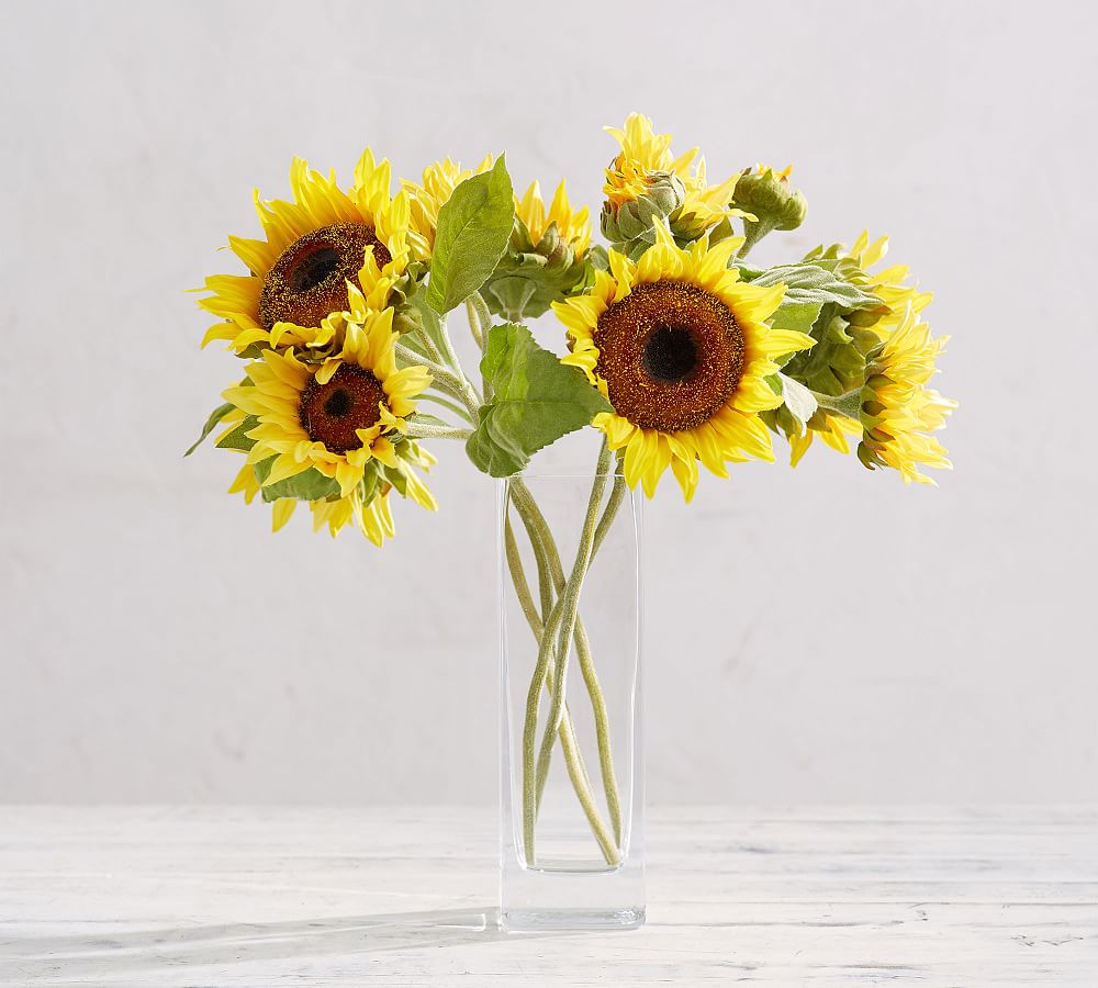 Faux Blooming Sunflower Stem Artificial Flowers Pottery Barn