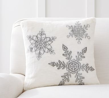 Faux Fur Snowflake Jacquard Decorative Pillow Cover Pottery Barn