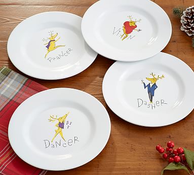 Pottery barn reindeer plates sale