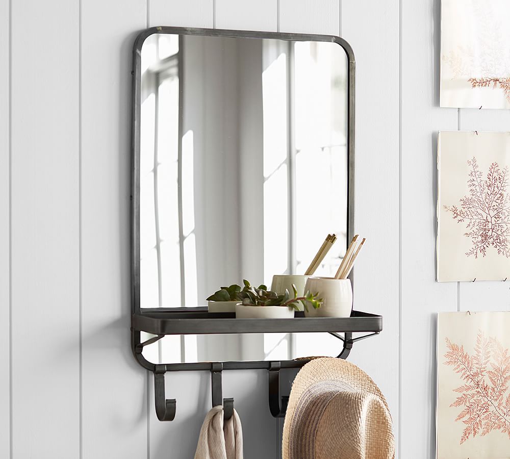 Antique Bronze Wall-Mounted Vertical Wall Mirror | Pottery Barn