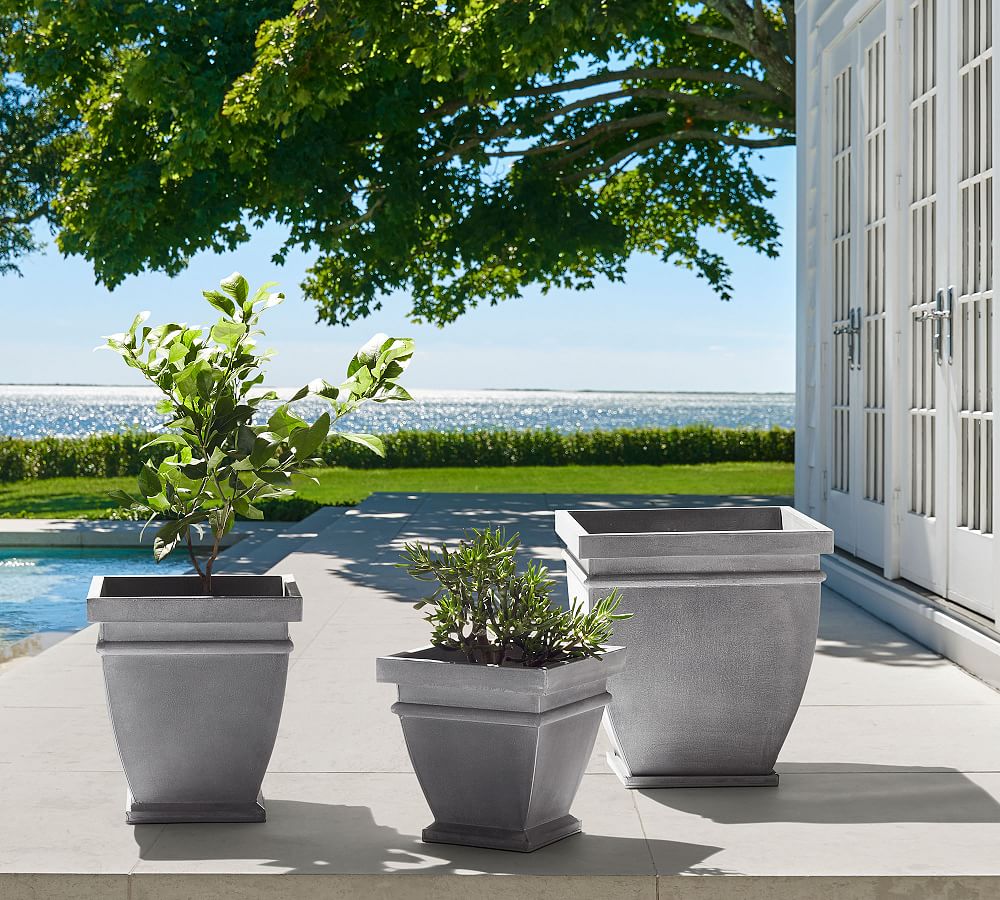 Unique Large Riveted Zinc Planter Set of 2 for Outdoor or Indoor Use, Garden, Deck, and Patio
