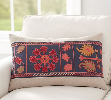 Zea Embroidered Lumbar Pillow