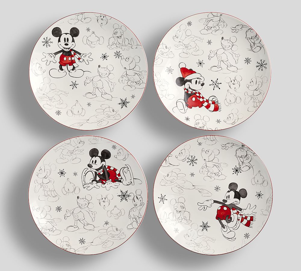 Disney Mickey Mouse Holiday Stoneware Salad Plates - Set of 4