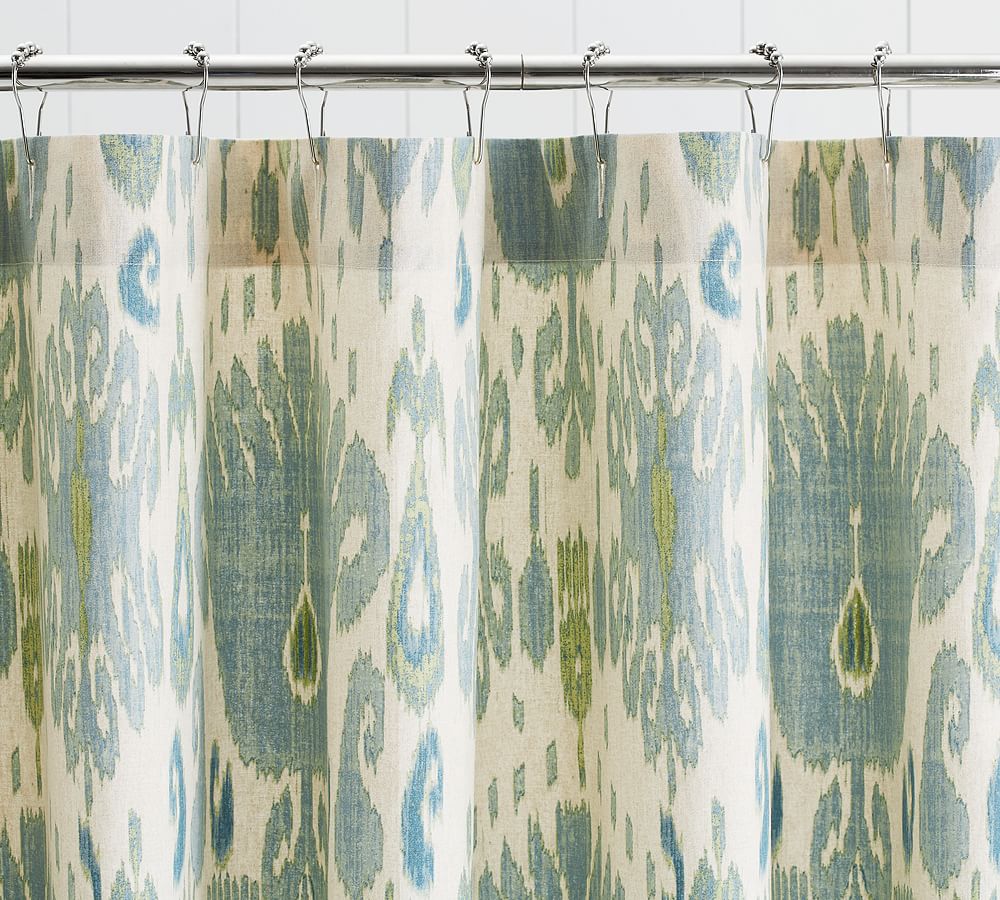 Vivian Ikat Linen/Cotton Shower Curtain Pottery Barn