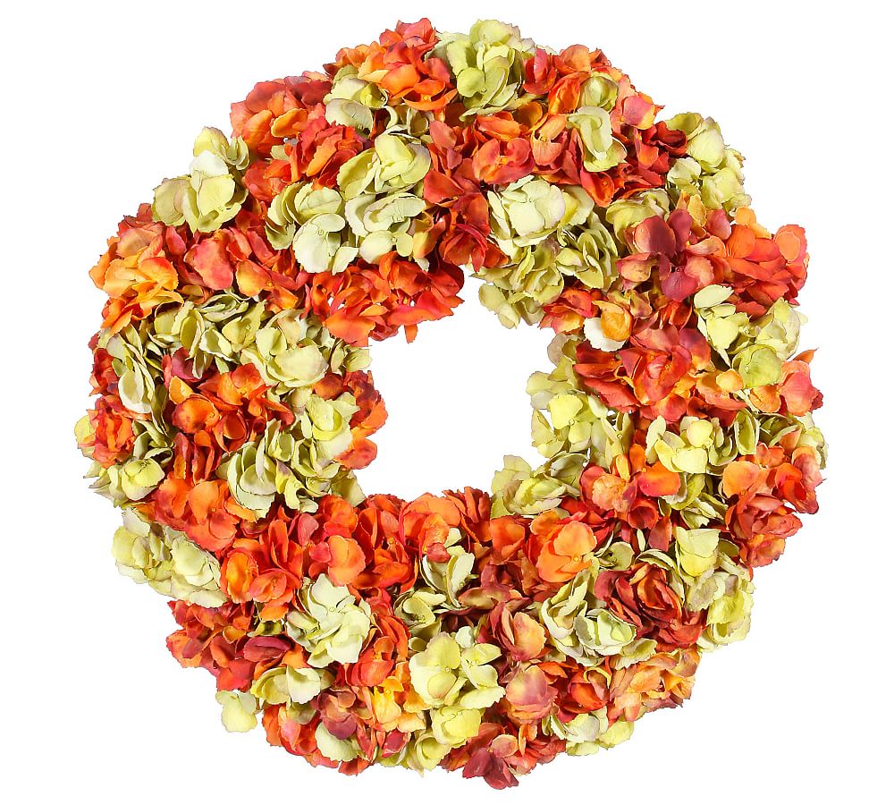 Faux Orange Hydrangea Wreath Pottery Barn