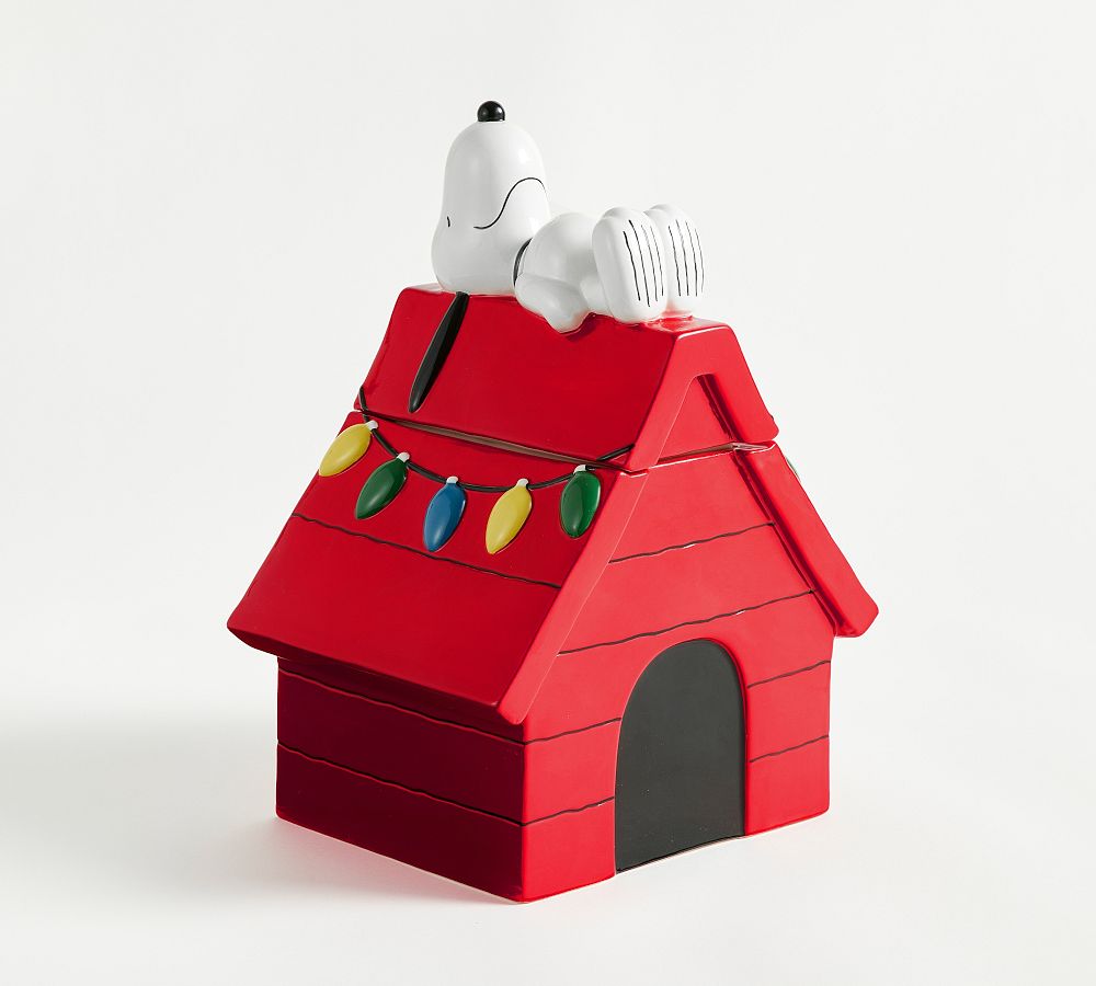 Peanuts™ Snoopy™ Holiday House Stoneware Cookie Jar Pottery Barn