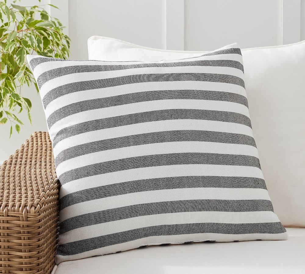 Cozy Contrast Gray Outdoor Throw Pillow Set | Pottery Barn