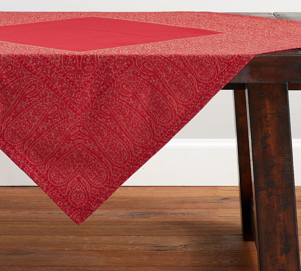 Red Jacquard Table Throw Pottery Barn
