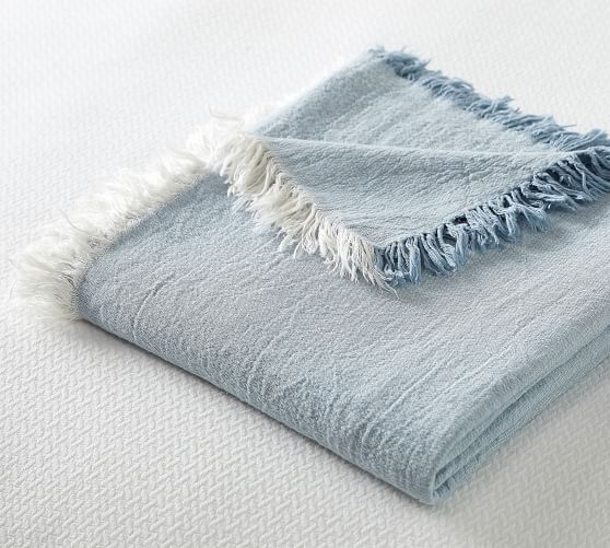 Oversized Fringe Linen Throw Blanket Pottery Barn